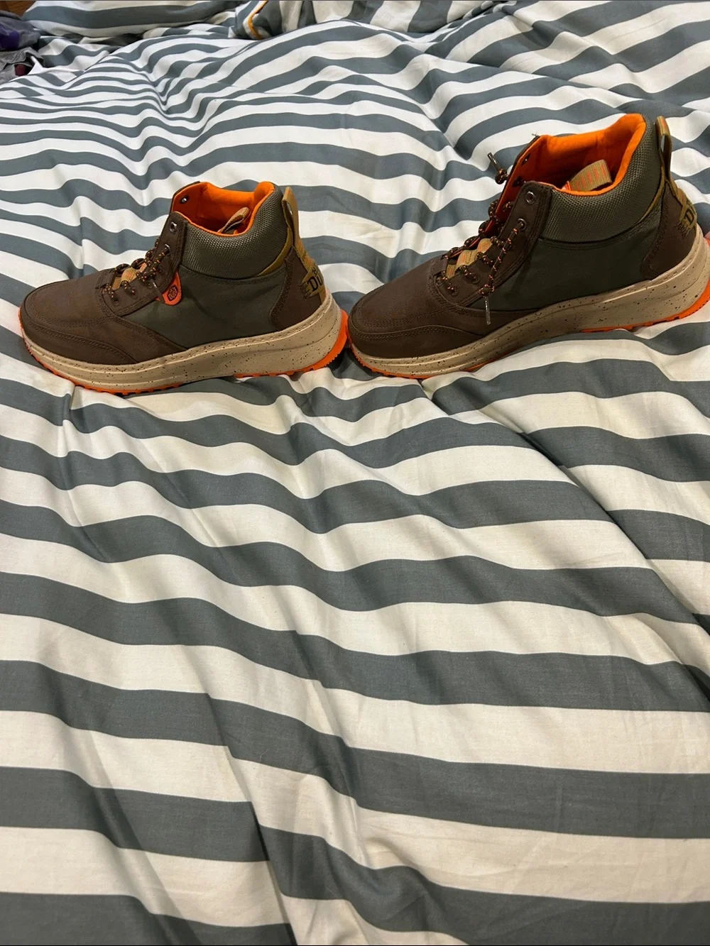 Hey Dude Men's Brown with Orange Accent Casual Boots